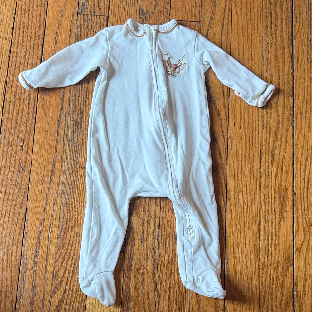 Cozy White Deer Footie for Kids 3 months